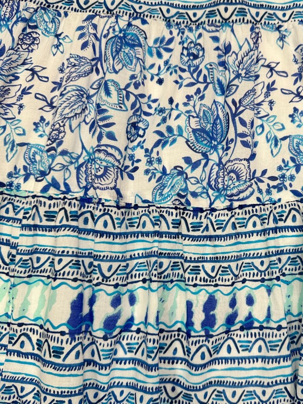 Vintage CHAPS 100% Cotton Elastic Waist Flowy Floral Midi Skirt Sz XL - Picture 5 of 10